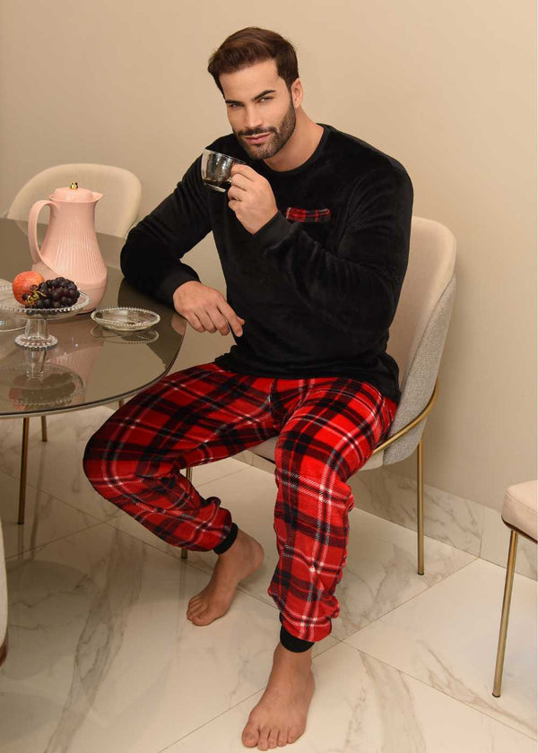 Pijama Masculino Inverno Adulto Fleece Plush Soft Quentinho New
