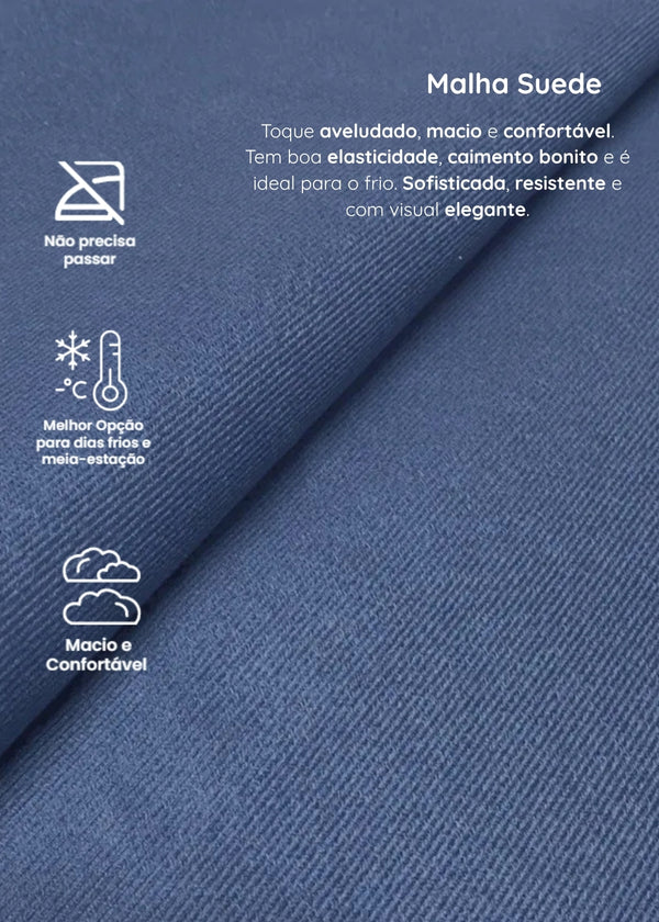 Pijama Feminino Adulto Suede Longo para inverno meia estação e verão
