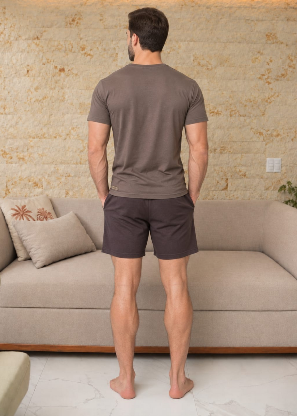 Pijama Masculino Verão Poliamida 88% Poliéster 12% elastano
