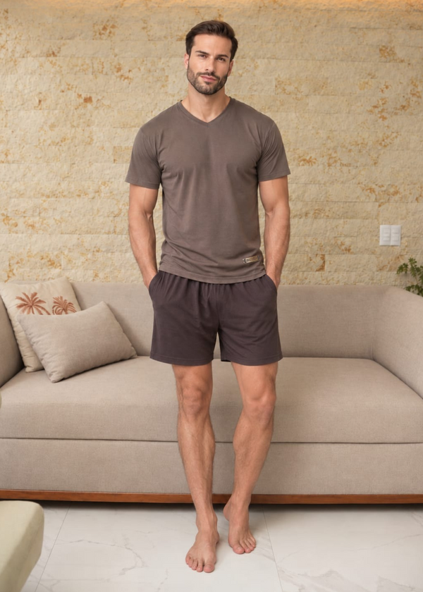Pijama Masculino Verão Poliamida 88% Poliéster 12% elastano
