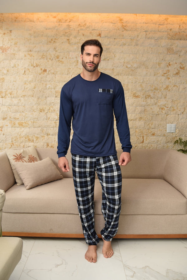 Pijama Masculino Suede Inverno Adulto Longo