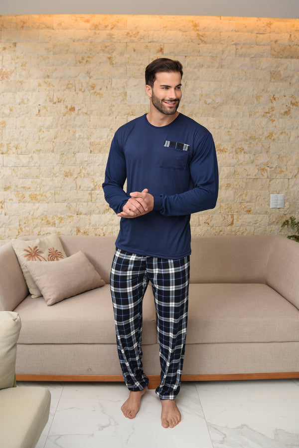 Pijama Masculino Suede Inverno Adulto Longo