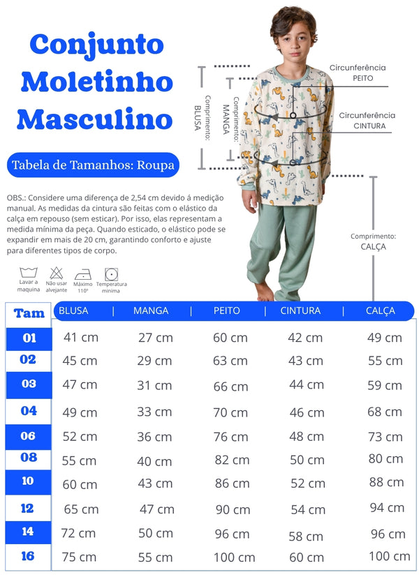 Pijama Infantil Masculino Meninos Juvenil Moletinho Inverno