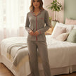Pijama Feminino Adulto Moletom Manga Longa Meia Estação