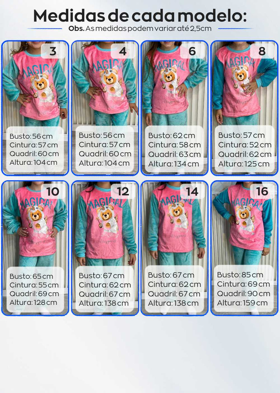 Pijama Feminino infantil Meninas Fleece soft longo