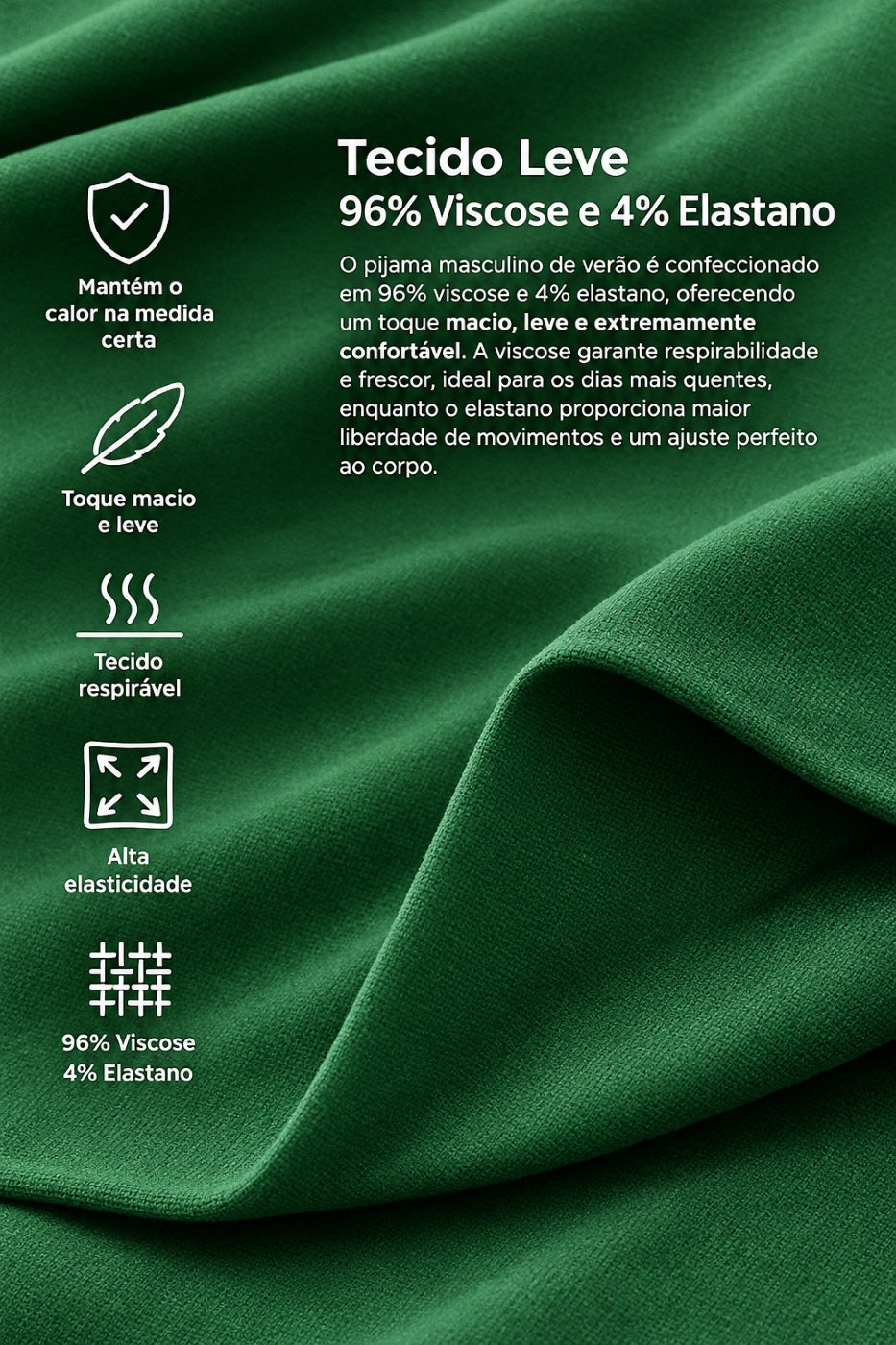 Pijama Masculino Verão 96% Viscose e 4% Elastano