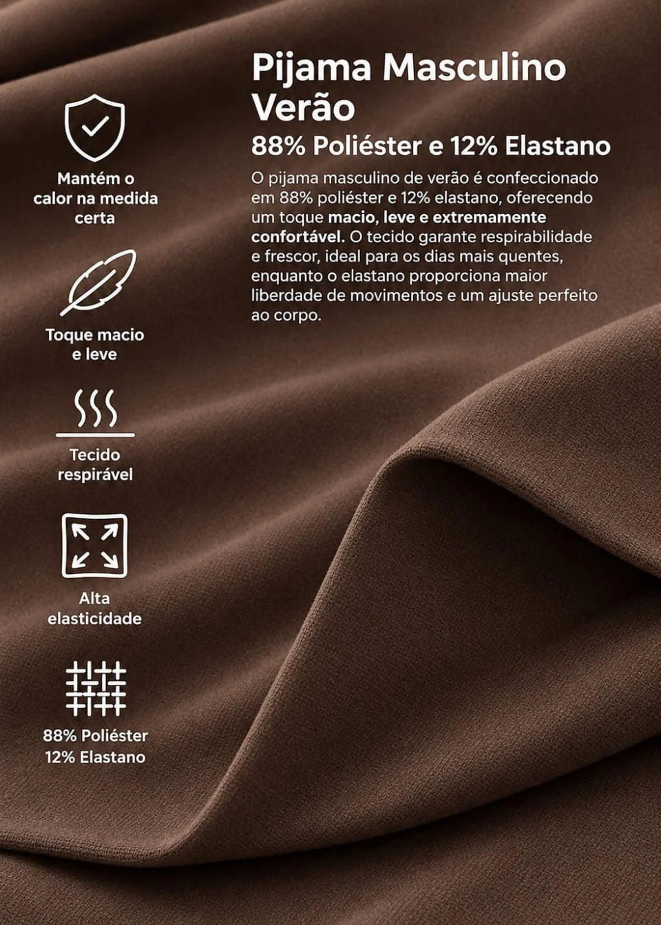 Pijama Masculino Verão Poliamida 88% Poliéster 12% elastano