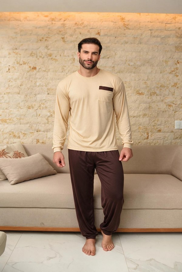 Pijama Masculino Suede Inverno Adulto Longo