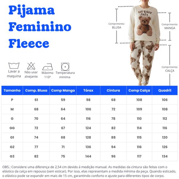 Pijama feminino Adulto Fleece Inverno Plus Size Soft Plush Longo