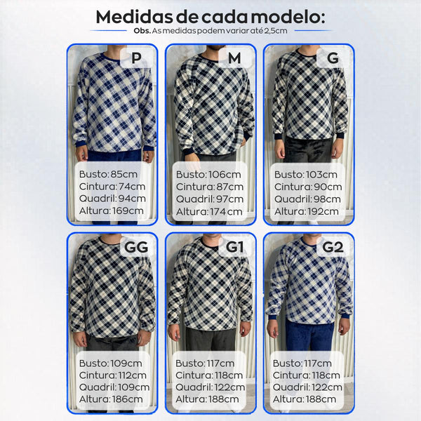 Pijama Masculino Inverno Adulto Fleece Plush Soft Quentinho New