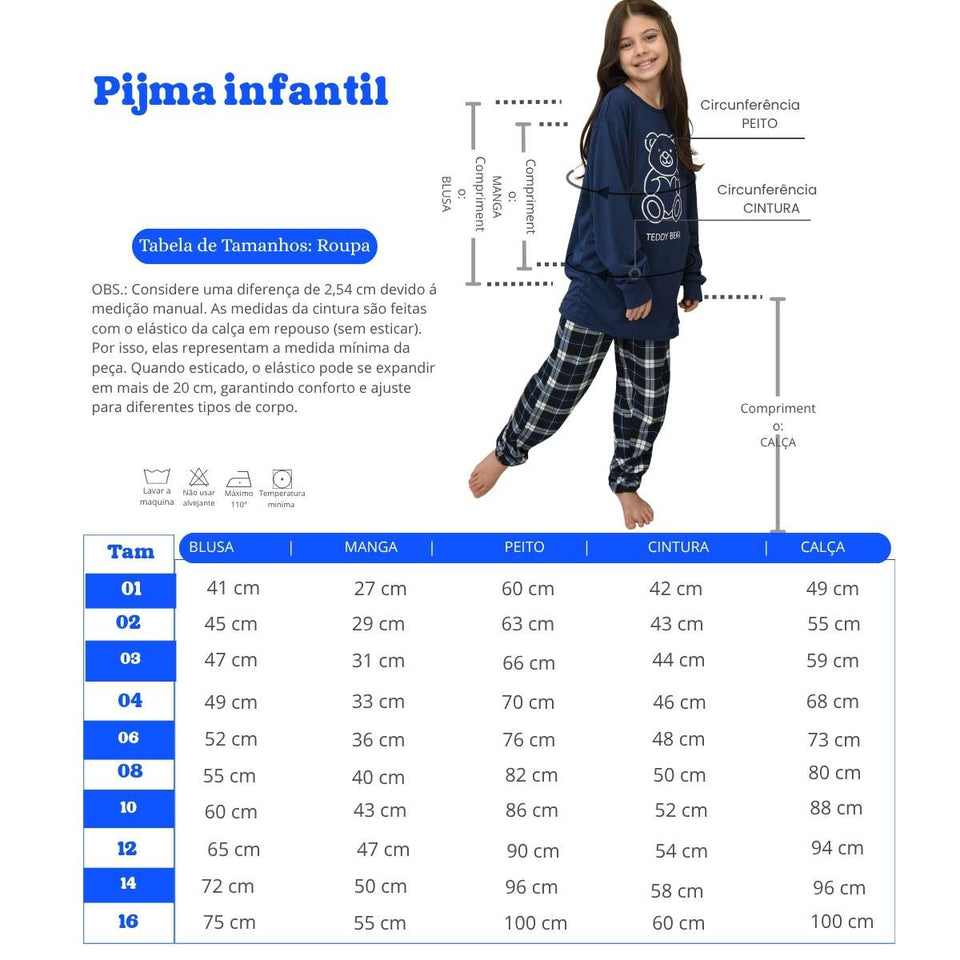 Pijama Inf Masc Suede Menino Manga Longa Inverno