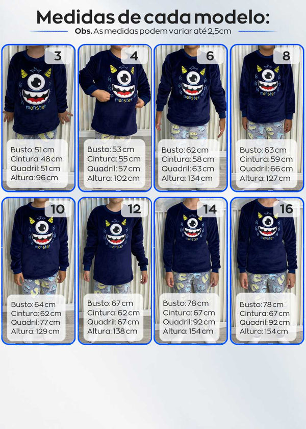 Pijama Menino Inverno Fleece Masculino Infantil